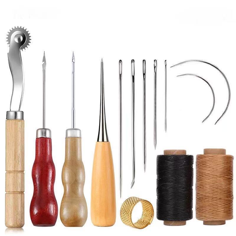 Groover Stitching Tool - Leather Sewing Tools Kit Wooden Handle