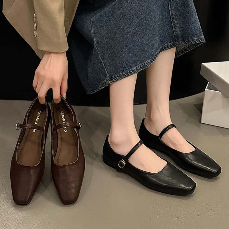 Women Flats French Square Toe  - đánh giá và giá Leatherwork In French