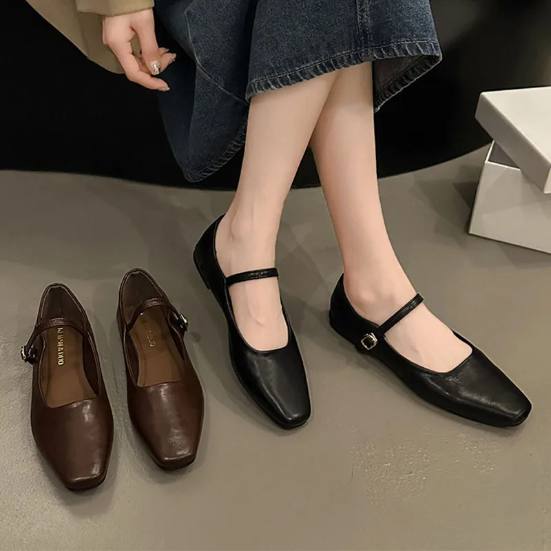 Women Flats French Square Toe  - đánh giá và giá Leatherwork In French