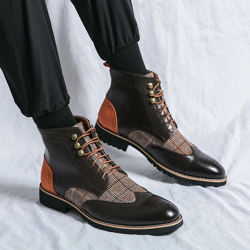 Retro Black High Top Men's Bro - đánh giá và giá Leather Work Dress