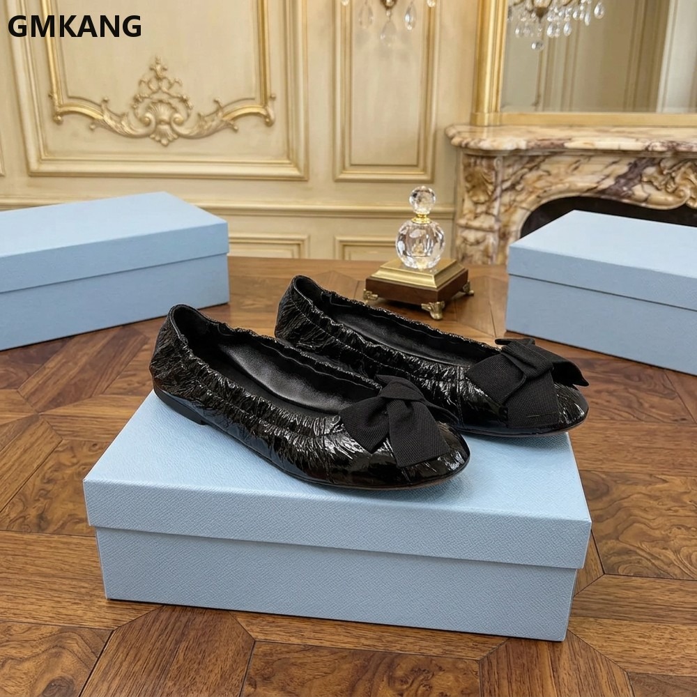 Women's Ballet Flats Bow Pleat - đánh giá và giá Leather Work Dress