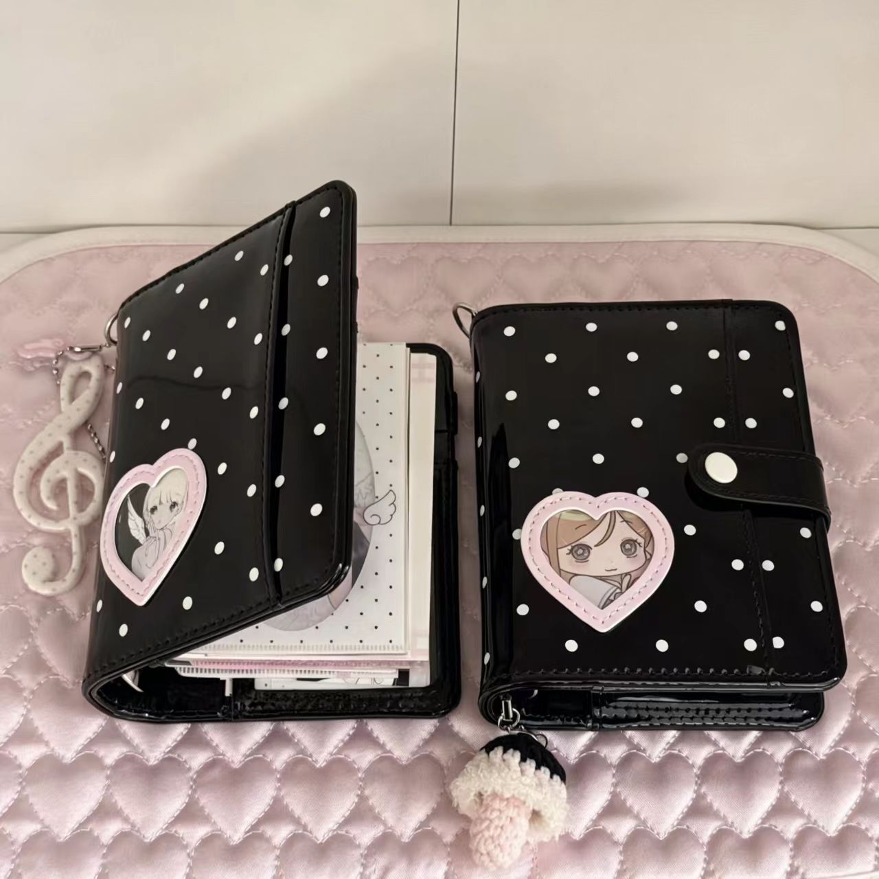 Korean Style Polka Dot Heart M - đánh giá và giá Leather Work Notepad