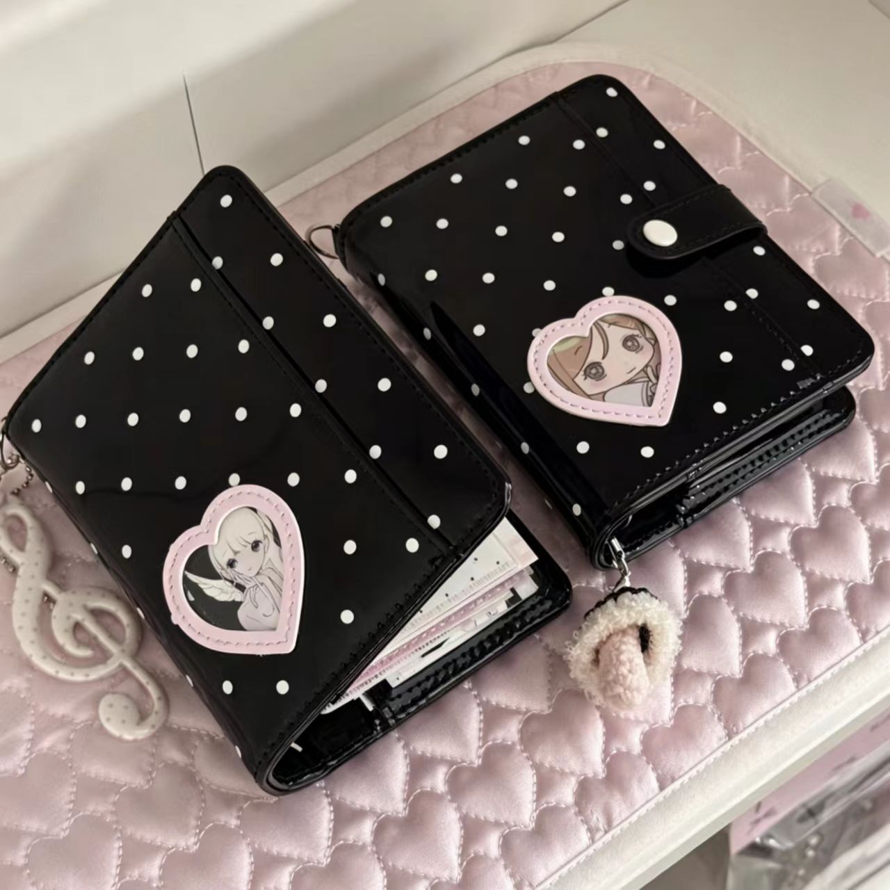 Korean Style Polka Dot Heart M - đánh giá và giá Leather Work Notepad