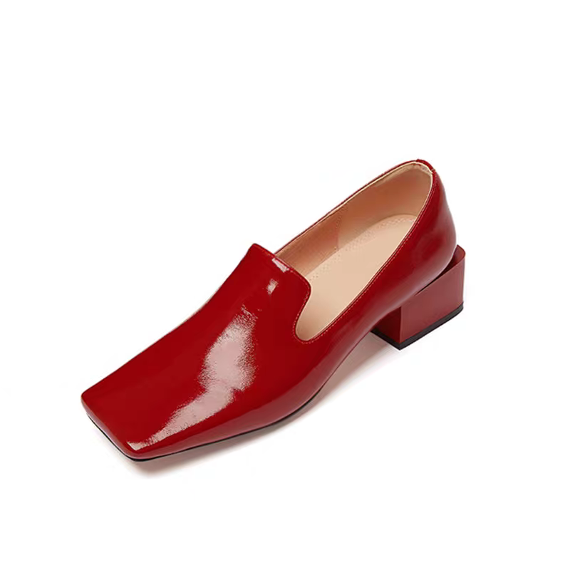 Womens Red Shoes Spring Block  - đánh giá và giá Leatherwork In French