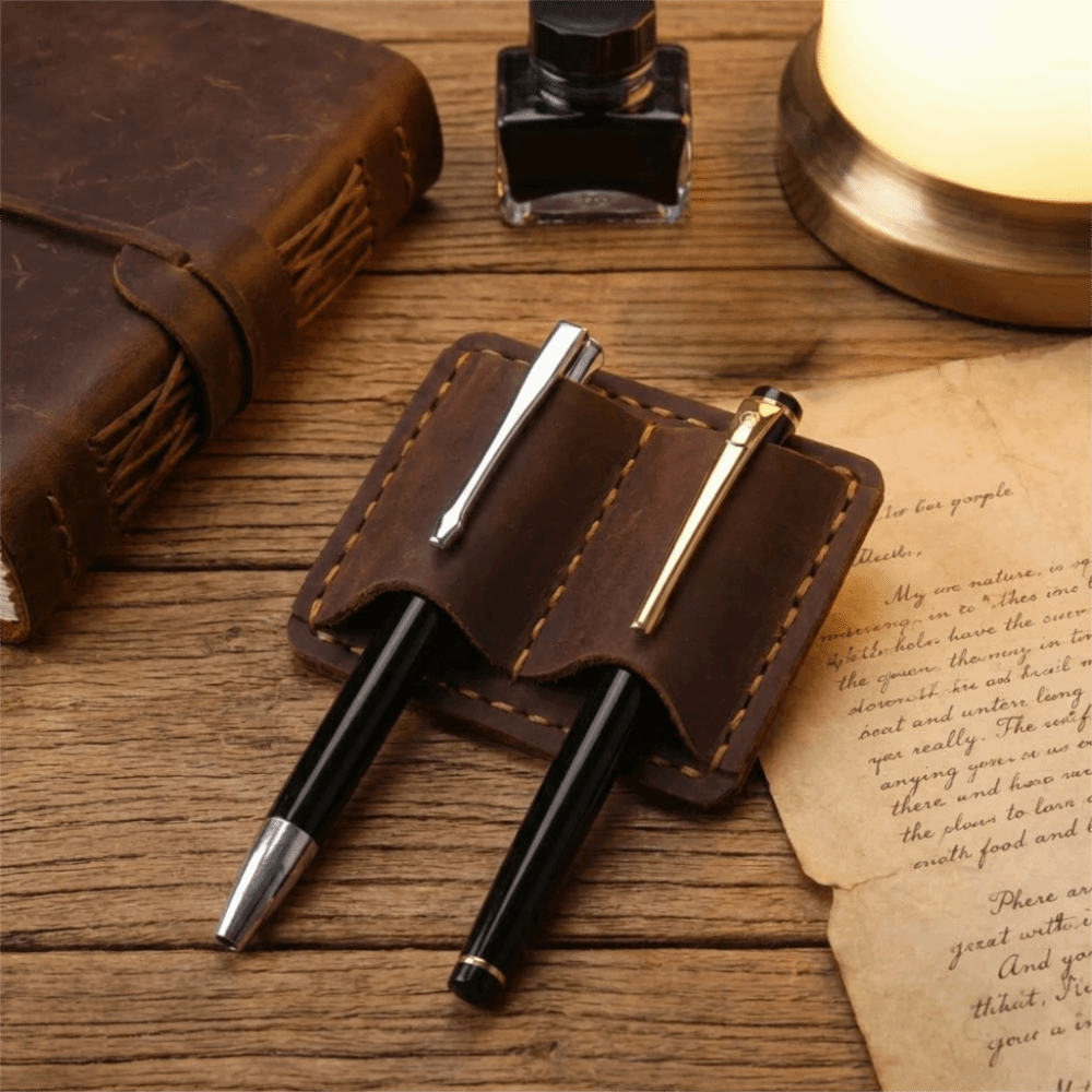 Double Vintage Leather Pen Loo - đánh giá và giá Leather Work Notepad